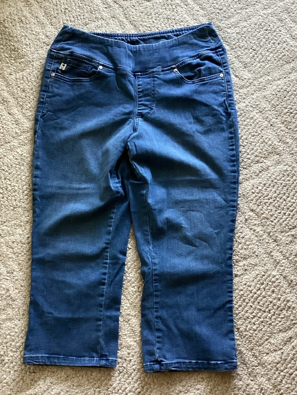 Belle Kim Gravel stretch denim pull on capris pants Y2K Minimalist 90s retro L